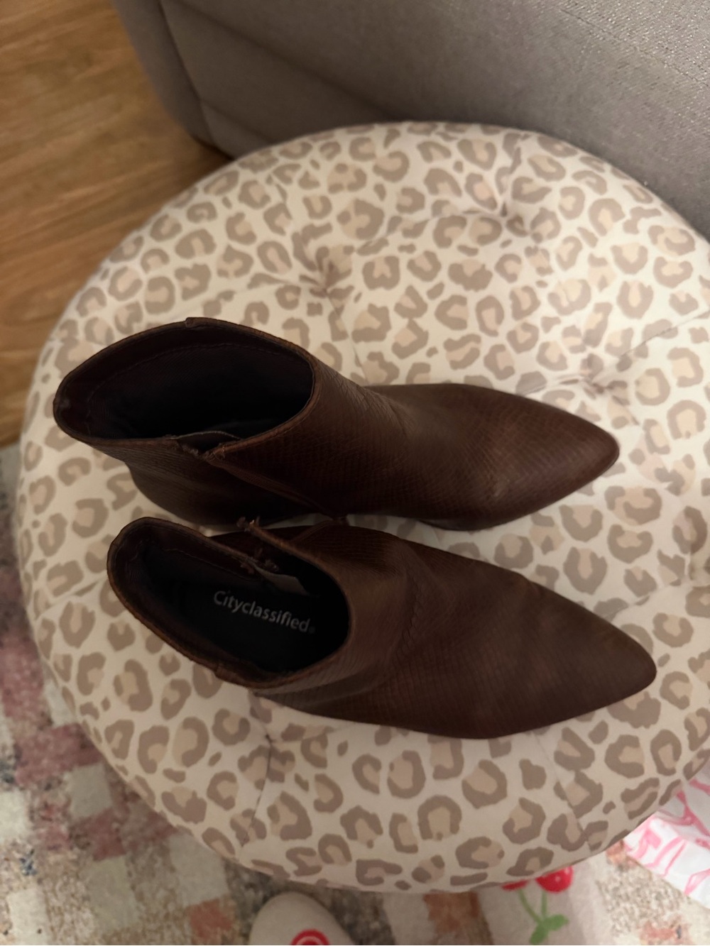 Cityclassified Dark Brown Pointed Toe Ankle Booties